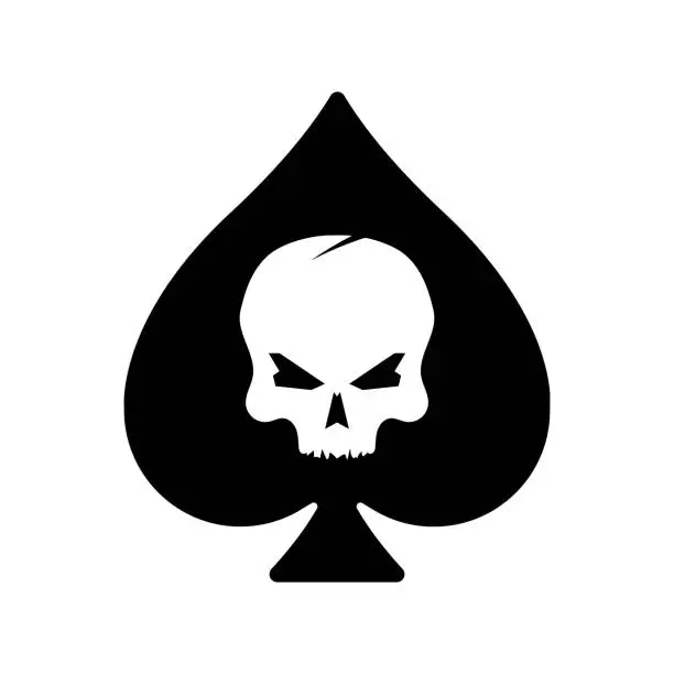 Vector illustration of Ace of spades with Skull icon