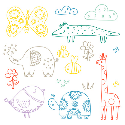 Children's coloring book with cute animals.