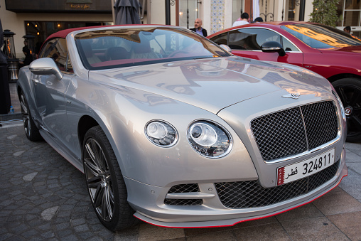 Doha ,Qatar-February 01,2020 : Exhibition of luxury supercars organized by the Qatari team called \