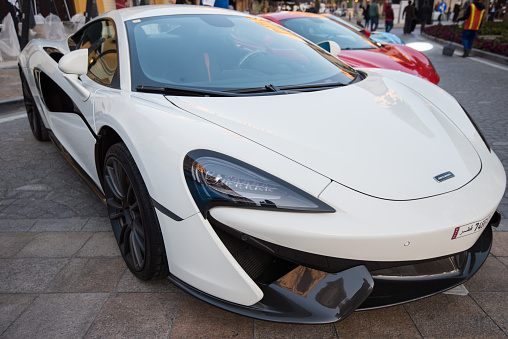 Doha ,Qatar-February 01,2020 : Exhibition of luxury supercars organized by the Qatari team called \