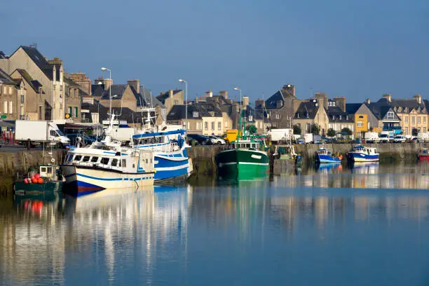 Fishing boat in the port of Saint-Vaast-la-Hougue, a commune in the peninsula of Cotentin in the Manche department in Lower Normandy in north-western France