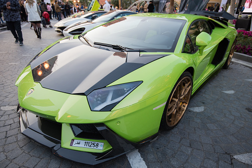 Doha ,Qatar-February 01,2020 : Exhibition of luxury supercars organized by the Qatari team called 