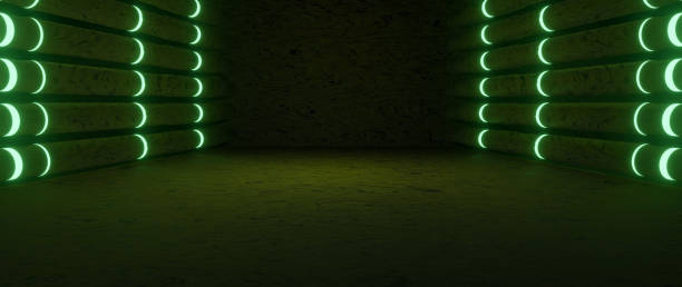 istock green light on the stage in the hall 3D Illustration 1393113697