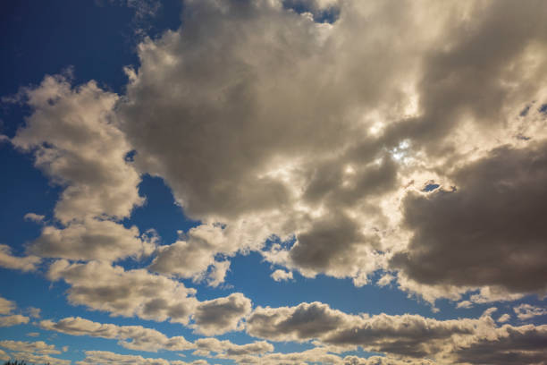 istock Beautiful view of sky with stormy gray clouds. 1393113739