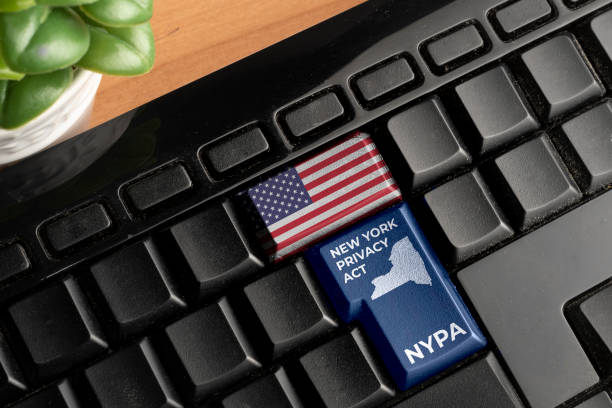 istock NYPA (new york privacy act) concept: computer keyboard with USA flag and a blue key with text New York Privacy Act 1393113740