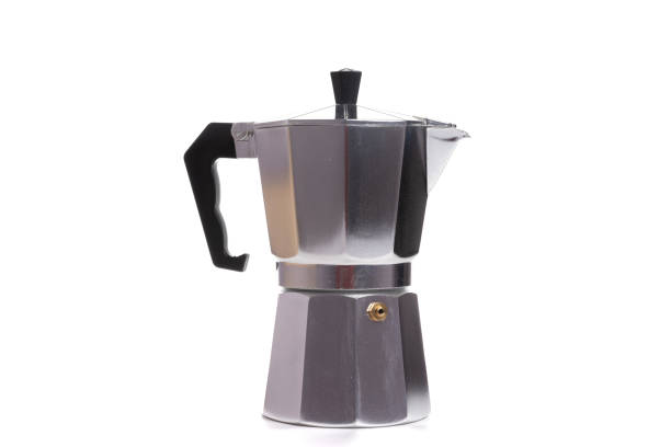 istock rare aluminum coffee pot with black handle and lid 1393113907
