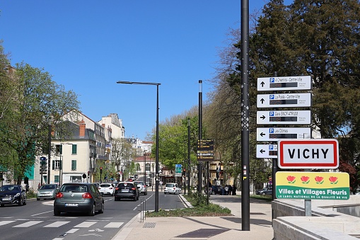Avenue Aristide Briand at the entrance to Vichy, city of Vichy, department of Allier, France