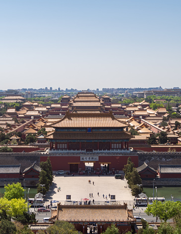 High Angle View of Beijing Forbidden City in Jingshan Park