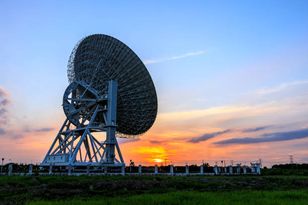 istock Astronomical radio telescope at sunset 1393136950