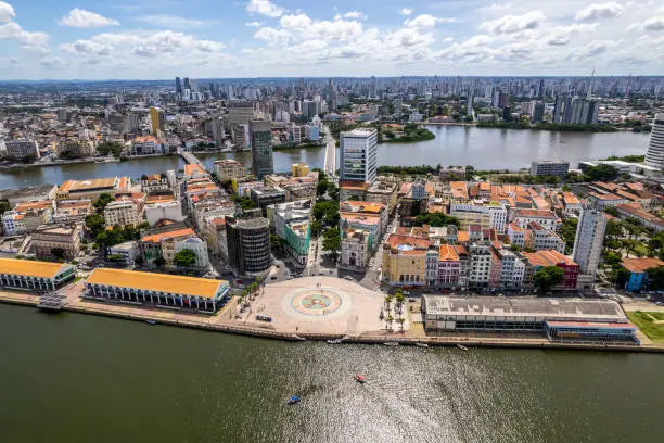 Aerial view of the "Marco Zero" park of Recife.