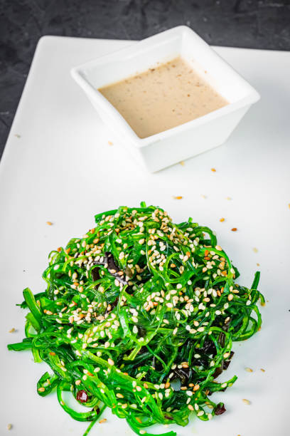 istock fresh delicious Chukka Wakame salad on a black background 1393144820
