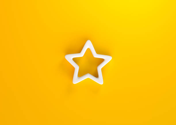 Minimal star symbol on yellow background. 3d rendering, 3d illustration