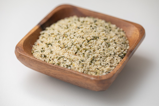 Chenopodium quinoa - Glass bowl with quinoa seeds mixed with water