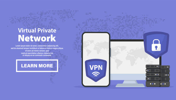 VPN service. Laptop with secure VPN connection concept. Virtual private network. Cyber security, secure web traffic, data protection. Internet security software for computers VPN service. Laptop with secure VPN connection concept. Virtual private network. Cyber security, secure web traffic, data protection. Internet security software for computers hypertext transfer protocol stock illustrations