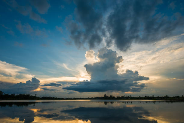 Colorful sky on sunset at the lake landscape