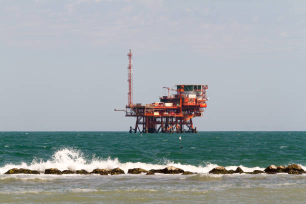 Platform for the extraction of natural gas from the sea stock photo