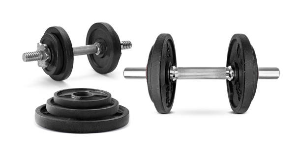 istock black dumbbells for sports on a white background 1393156019