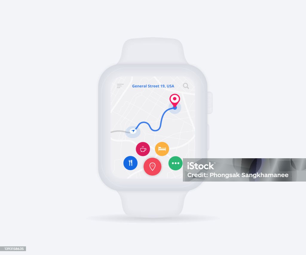 Smartwatch Map Gps Navigation App Ux Ui Concept Aplikasi Peta Jam Jam