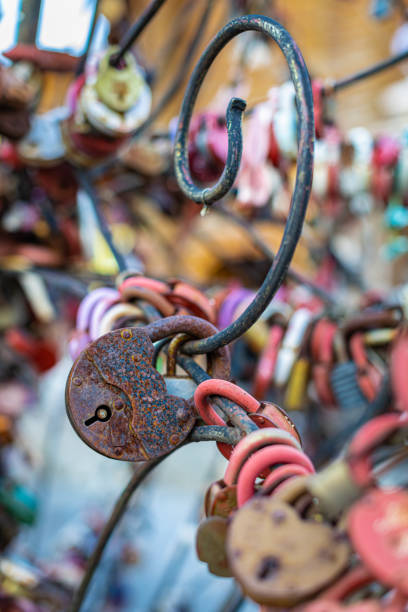 istock padlock hung by a married couple according to tradition 1393161751