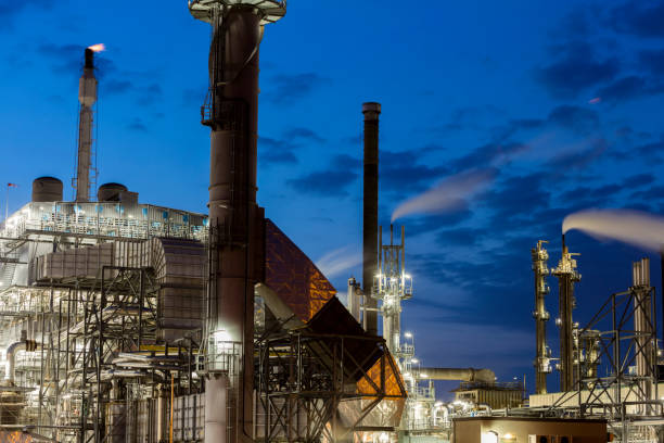 istock Modern Petrochemical Plant Illuminated at Dusk 1393162102