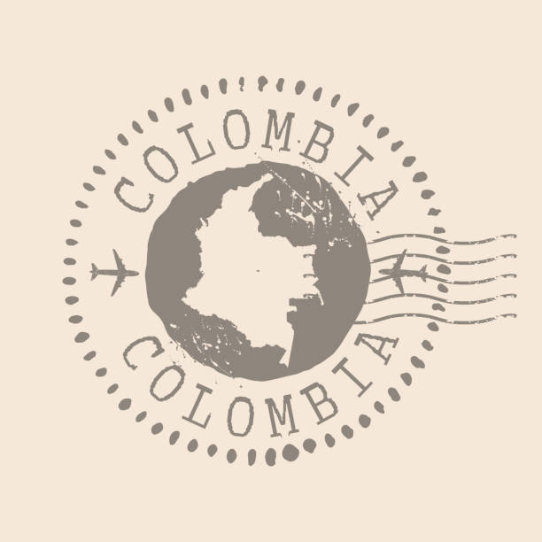 Stamp Postal of Colombia. Map Silhouette rubber Seal.  Design Retro Travel. Seal of Map Colombia grunge  for your design.  EPS10. Stamp Postal of Colombia. Map Silhouette rubber Seal.  Design Retro Travel. Seal of Map Colombia grunge  for your design.  EPS10. colombia stock illustrations