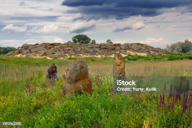 Stone Monuments In A Steppe Stock Photo - Download Image Now - Ancient, Archaeology, Beauty