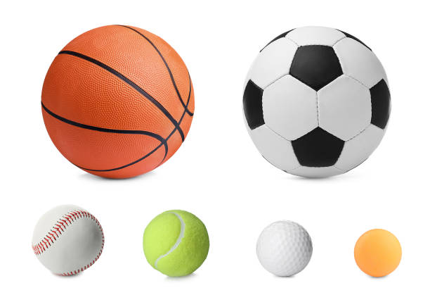 istock Set with different sport balls on white background 1393165824
