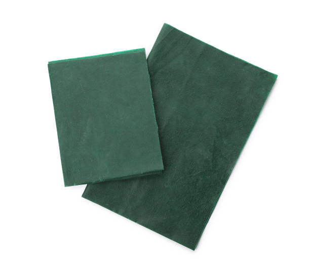 istock Reusable beeswax food wraps on white background, top view 1393169888