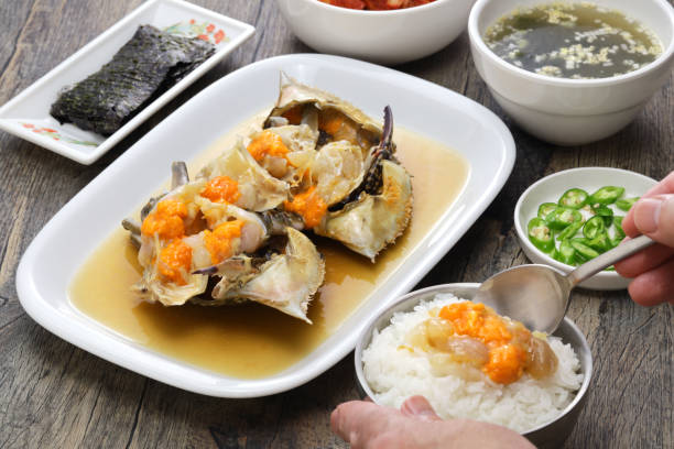 ganjang gejang (raw gazami crabs marinated in sweet spicy soy sauce), Korean food