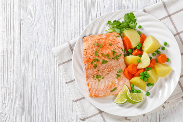 Multi Cooker salmon, carrots, peas and potatoes