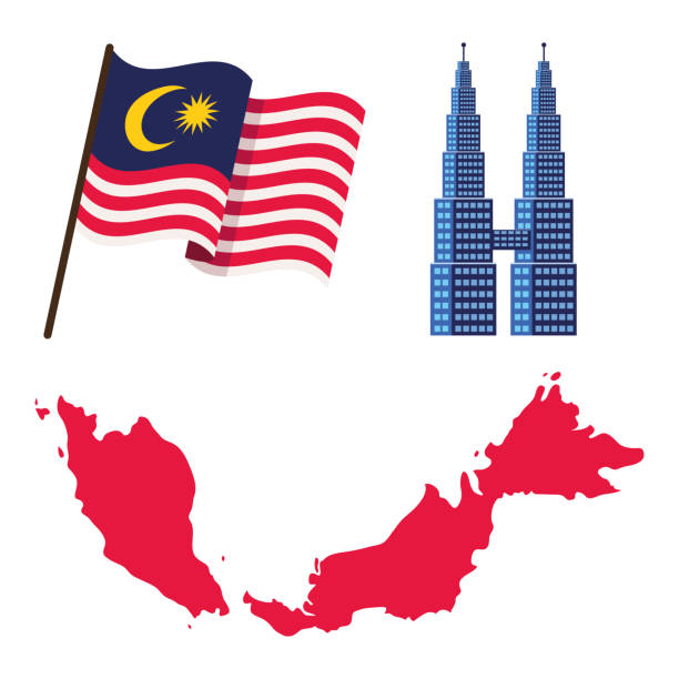 icon set's independence day INDEPENDENCE DAY TRADITIONAL ICONS SET twin towers malaysia stock illustrations