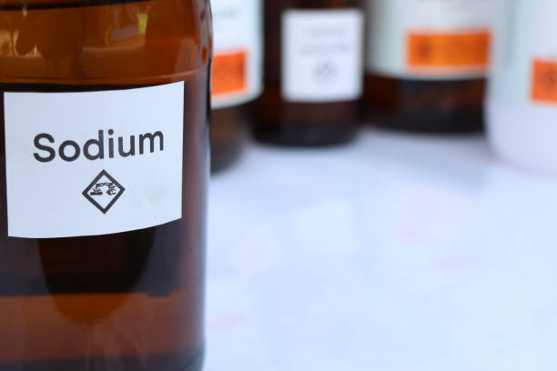 istock Sodium in bottle, chemical in the laboratory 1393177242