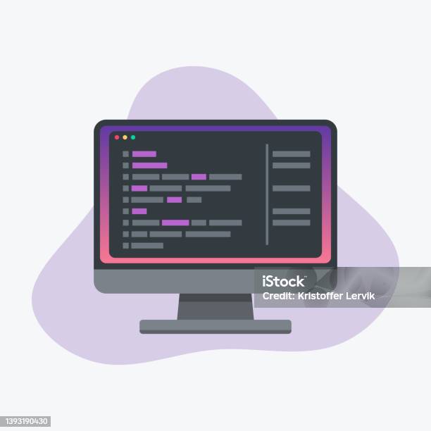 Coding And Programming On Computer Display Stock Illustration ...