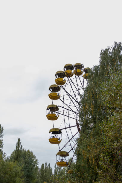 An abandoned amusement park in Chernobyl Ukraine in autumn stock photo