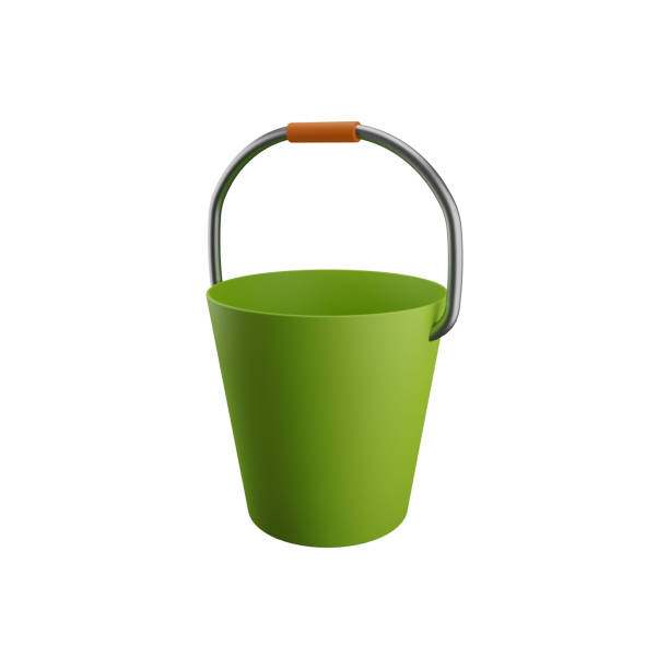 Bucket 3d illustration. 3D bucket illustration isolated on white background.