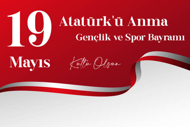 19 May The Commemoration of Atatürk, Youth and Sports Day vector illustration design. 19 May The Commemoration of Atatürk, Youth and Sports Day vector illustration design. White text on red background with copy space. 18 19 years stock illustrations
