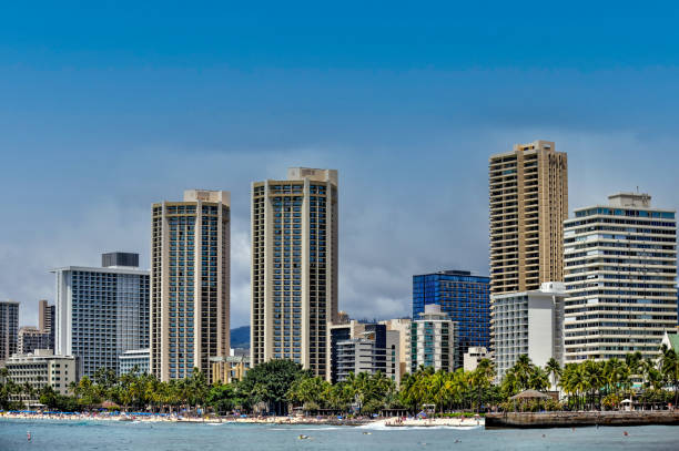istock Views from the beach in Waikiki on Oahu 1393219307