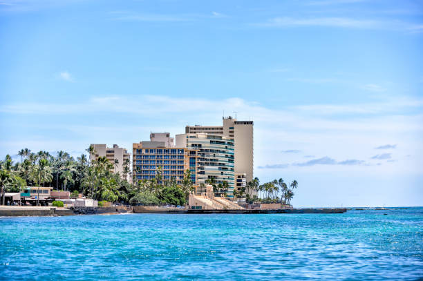 istock Views from the beach in Waikiki on Oahu 1393219346