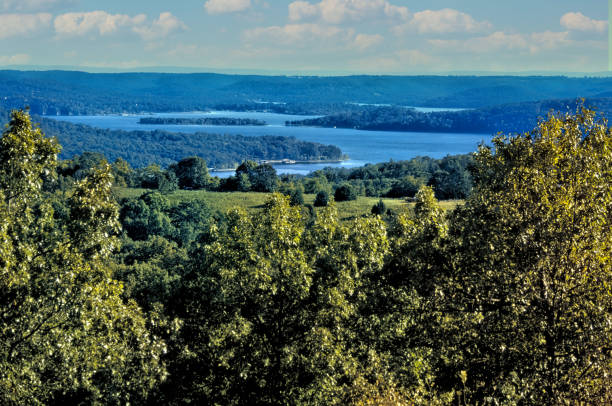 Spectacular Scenic Sunset view of Table Rock Lake, Table Rock Lake Dam and The White River in Branson at Southwest Missouri.