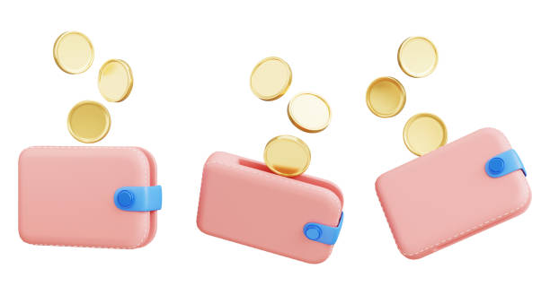 istock 3d render of wallet with gold coins on white background,with clipping path. 1393224555