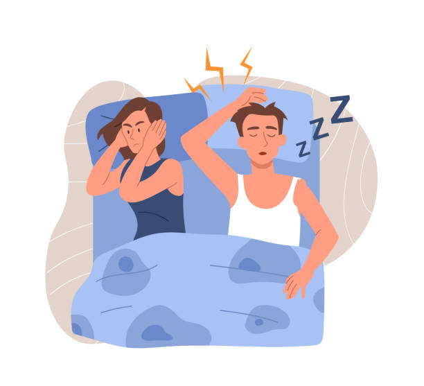 ilustrações, clipart, desenhos animados e ícones de conceito de marido roncando - junts pel sí