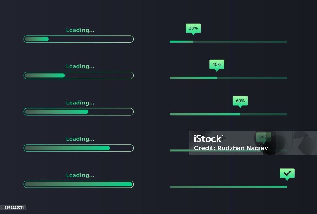 Custom Loading Sign Ui Loading Sign Set Stock Illustration - Download Image Now - Progress Bar ...