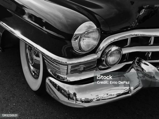Car Headlight On Old Car Stock Photo - Download Image Now - Vintage Car, Collector's Car, Black Color