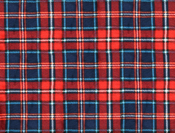 istock Red and Blue tartan fleece fabric, texture 1393235964