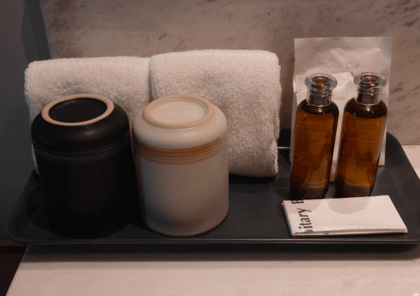 istock bath kit on ceramic tray in hotel room 1393243019