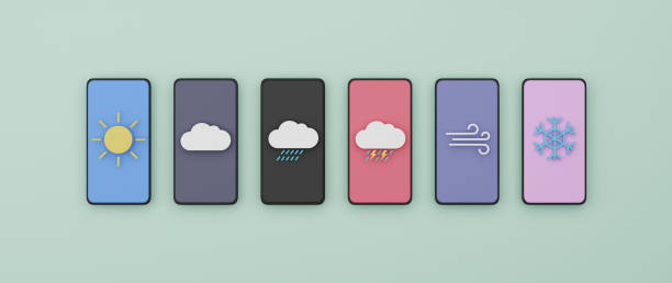 istock Weather forecast icon on smartphone banner background 3D render illustration 1393245496