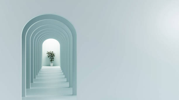 istock Minimal abstract arch tunnel hallway 3D render illustration 1393245659