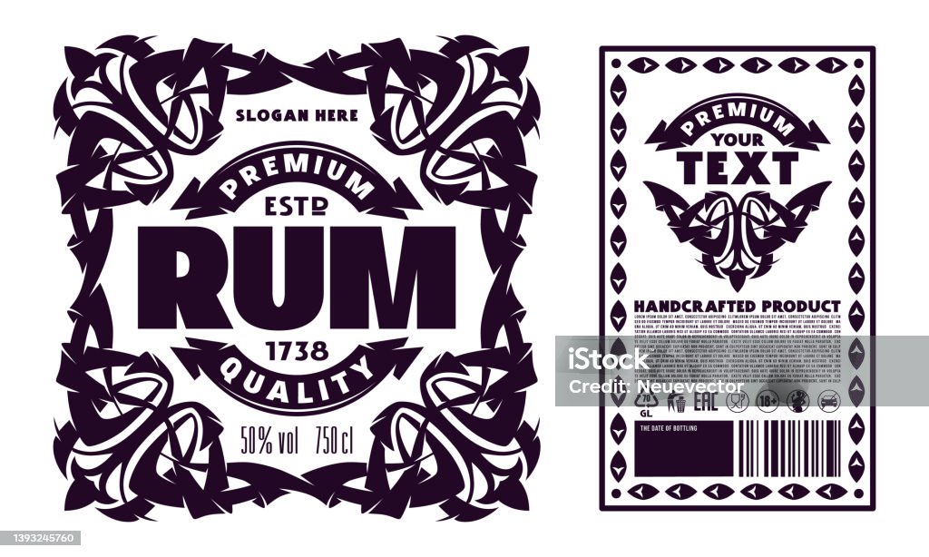 Generic Rum Label Template Decorative Label For Rum Stock Illustration - Download Image ...