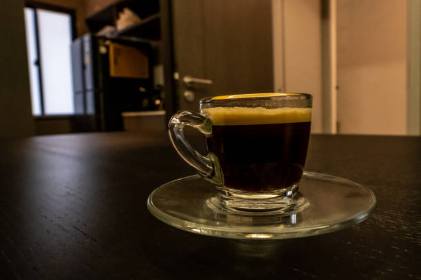 istock Glass cup of hot fresh coffee 1393246401