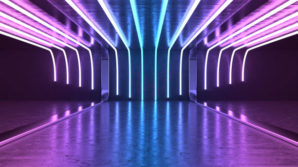 istock Dark Tunnel with Neon Lights 1393248036